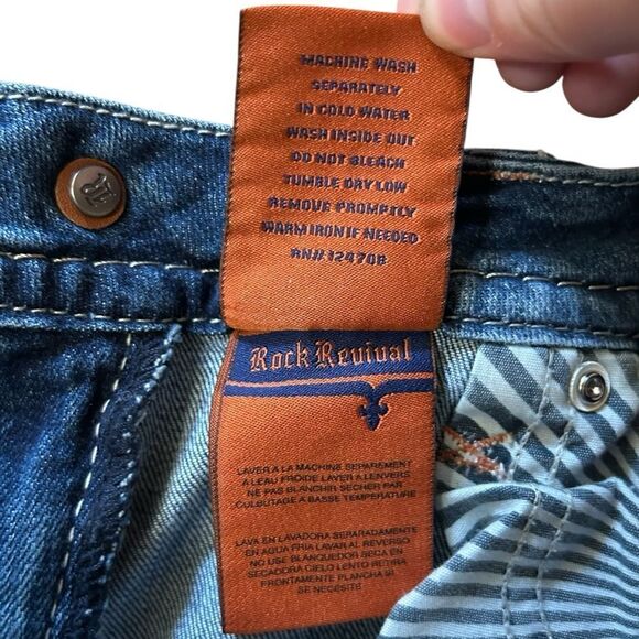 Rock Revival Sherry Easy Capri Distressed Stretch Denim Cropped Cuffed Jeans 26 - Picture 7 of 8